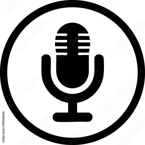 Vector icon representing a voice assistant microphone in a circle design on a white background