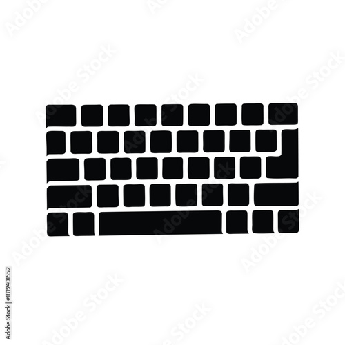 A minimalist black and white vector illustration of a computer keyboard