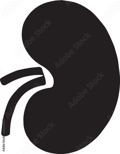Minimalist Black Kidney Vector for Health and Wellness