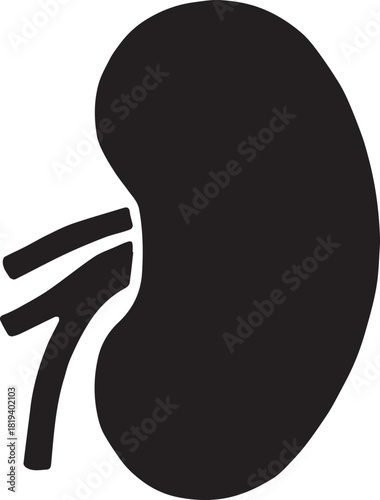 Minimalist Black Kidney Vector for Health and Wellness