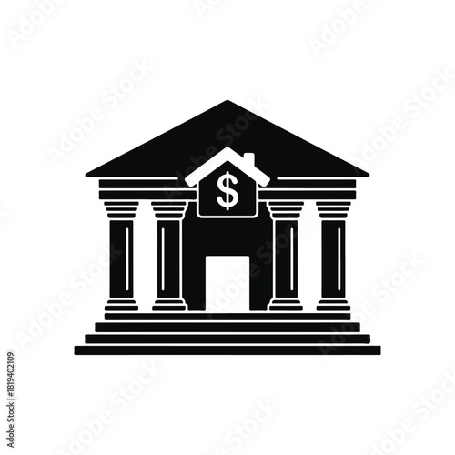 Real Estate Mortgage Bank Finance Building Icon - Vector Art on White Background