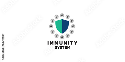 Immunity system logo template. Human immune system vector design. Virus and bacteria illustration