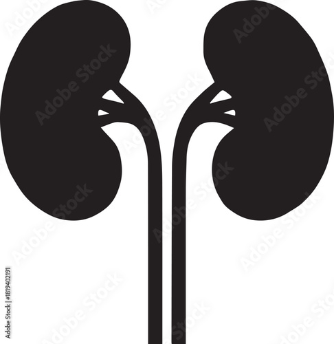 Minimalist Black Kidney Vector for Health and Wellness