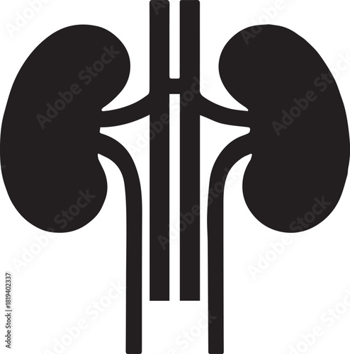 Minimalist Black Kidney Vector for Health and Wellness
