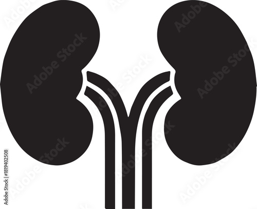 Minimalist Black Kidney Vector for Health and Wellness