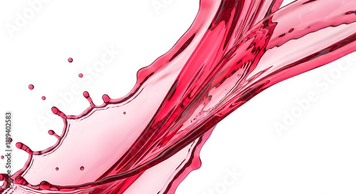 Red Wine Splash Flow - 3D Liquid Pour, Elegant Alcohol Wave, Dynamic Drink Motion Isolated