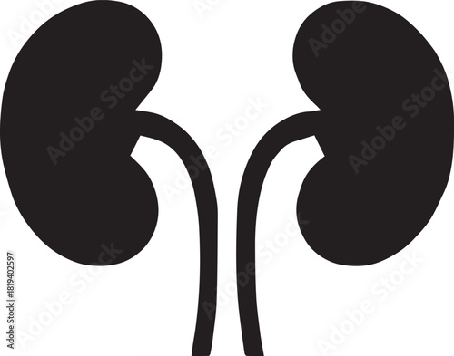 Minimalist Black Kidney Vector for Health and Wellness