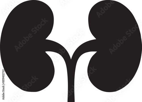 Minimalist Black Kidney Vector for Health and Wellness