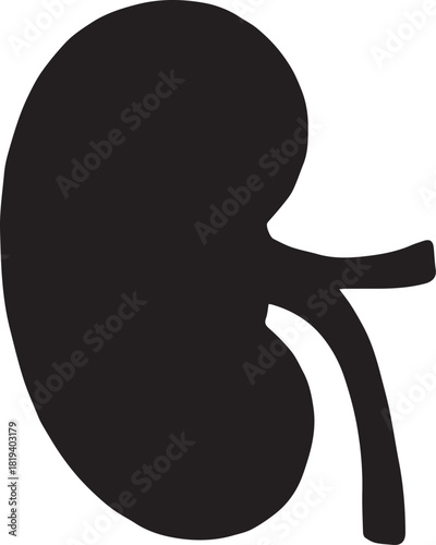 Minimalist Black Kidney Vector for Health and Wellness
