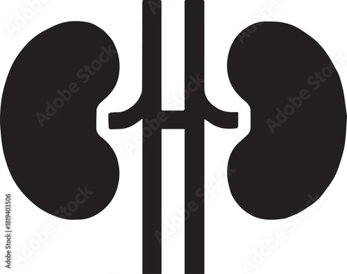 Minimalist Black Kidney Vector for Health and Wellness