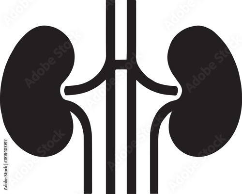 Minimalist Black Kidney Vector for Health and Wellness