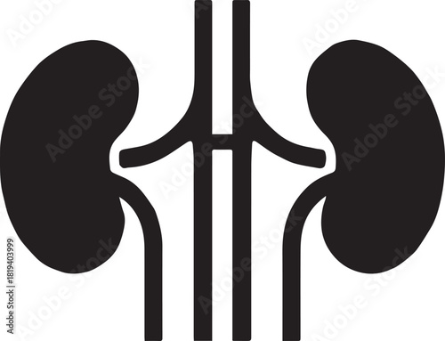 Minimalist Black Kidney Vector for Health and Wellness
