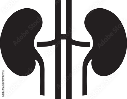 Minimalist Black Kidney Vector for Health and Wellness