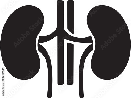 Minimalist Black Kidney Vector for Health and Wellness