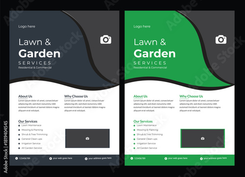 lawn care flyer design template. landscaping and gardening lawn care service flyer, poster, leaflet design lawn care garden or landscaping services Tree and gardening service poster leaflet design Th
