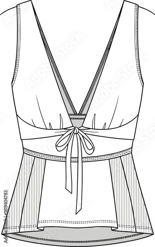 sleeveless top with bow detail, fashion design clip art preview