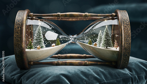 Christmas time slipping away in vintage hourglass