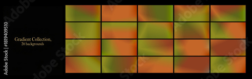 A collection of gradients, cool iridescent tones, abstract backgrounds, dark backgrounds. natural and calming tones, modern background set	
