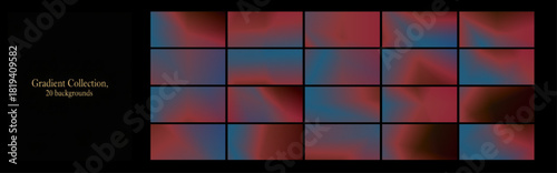 A collection of gradients, cool iridescent tones, abstract backgrounds, dark backgrounds. natural and calming tones, modern background set	
