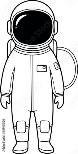 Simple line drawing of an astronaut in a spacesuit
