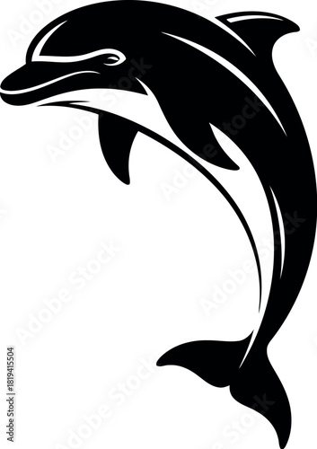 Silhouette of a leaping dolphin in a dynamic pose