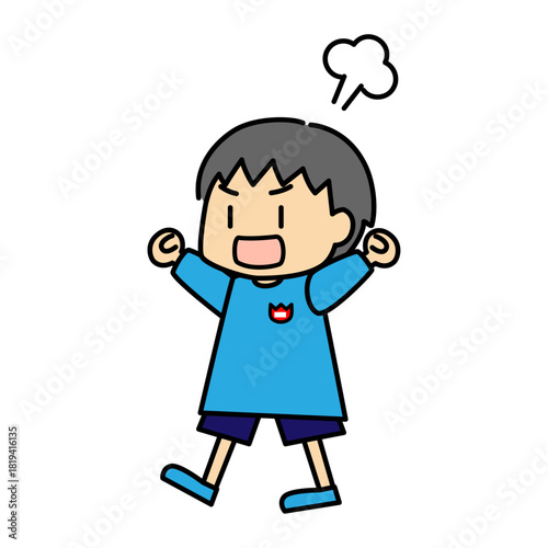 怒っている男の子のベクターイラスト