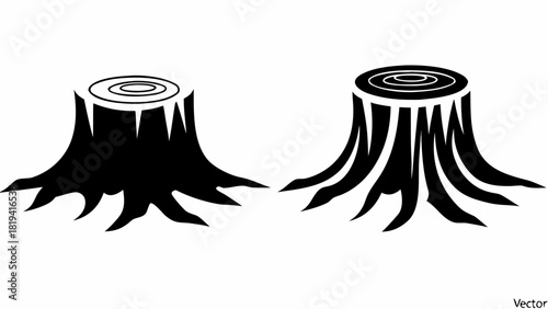 Black and White Tree Stump Icons