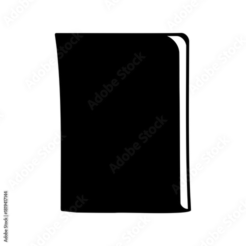 Silhouette of closed book with slightly damaged edges isolated over white