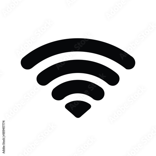 Simple black wifi symbol on a white background for web and apps