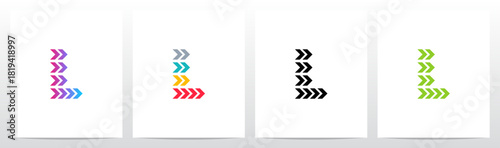 Forward Arrow Turn Pointing Right Play Letter Initial Logo Design L