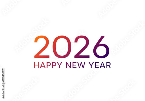 Happy New Year 2026 greeting card with gradient text.