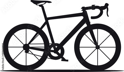 Silhouette of Black and White Bicycle Isolated on Transparency Bicycle Cycling Commute Exercise Fitness Side Transportation Vehicle