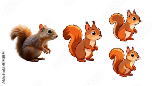 set of cartoon squirrel illustrations