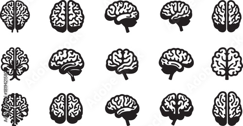 Brain icon vector set. Think illustration sign collection. Creative thinking symbol