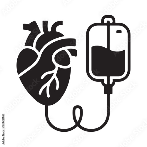 Heart connected to iv bag for medical treatment