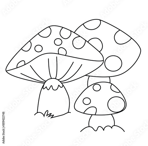Cute cartoon hand drawn vector mushroom outline.