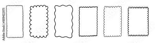 Wavy hand-drawn borders frame collection for wedding and invitation design on transparent background