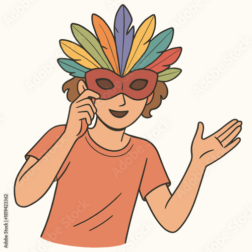 Colorful feather mask