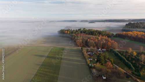 Wallpaper Mural Bavaria sunrise landscape view from top with Autumn season colors and fog background Torontodigital.ca