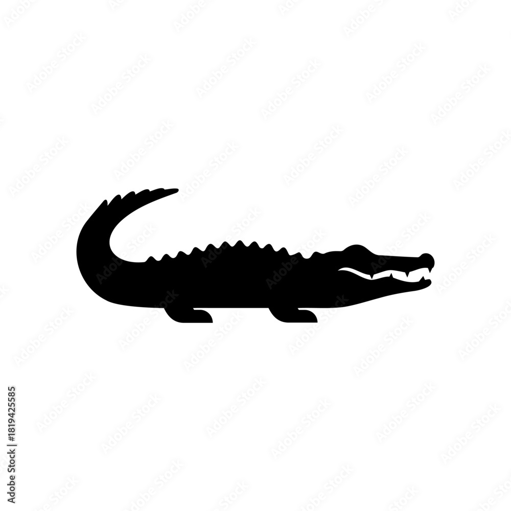 Fototapeta premium Simple cute alligator silhouette vector flat illustration design.