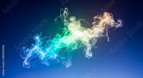 Spectral Smoke Gradient Trails on Deep Blue Abstract Background