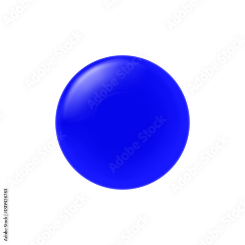 A shiny three-dimensional blue sphere with a light reflection, isolated on a clean white background.