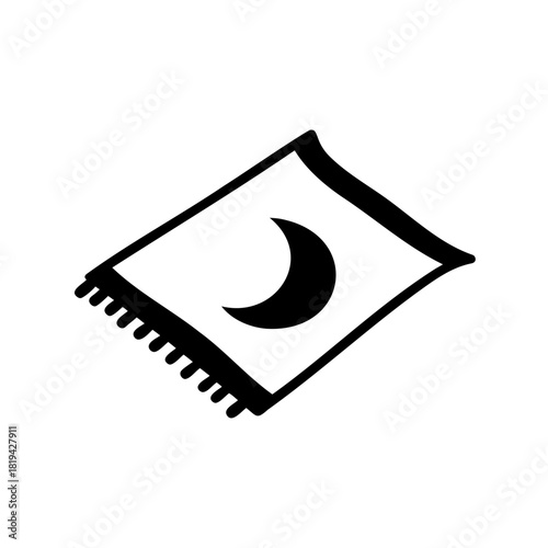 Islamic prayer rug with crescent moon symbol illustration Vector