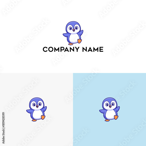 Cute cartoon penguin illustration for playful branding and children's products