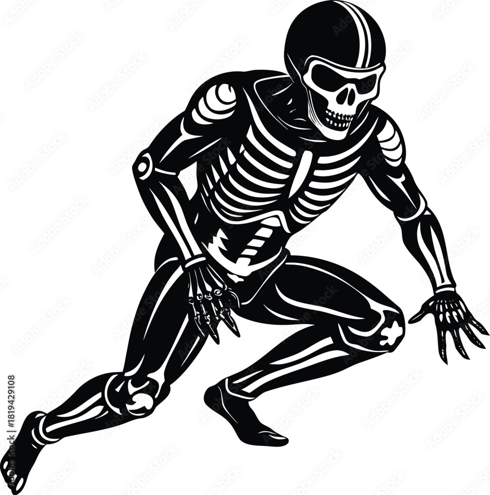 Obraz premium Skeleton racer pose silhouette vector featuring a dynamic athlete sliding at high speed, ideal for winter sports graphics, posters, icons, logos, training visuals, and competitive sport designs.