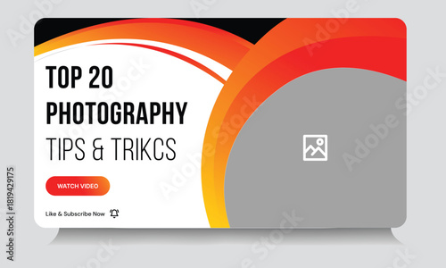 Best photography reel tips and tricks video thumbnail banner design, daily photography techniques video cover banner design, fully customizable vector eps 10 file format