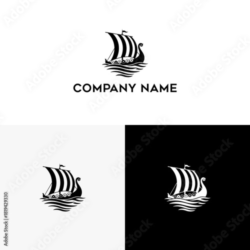 Viking Ship Logo Design - A Maritime Emblem of Strength and Adventure on the Waves