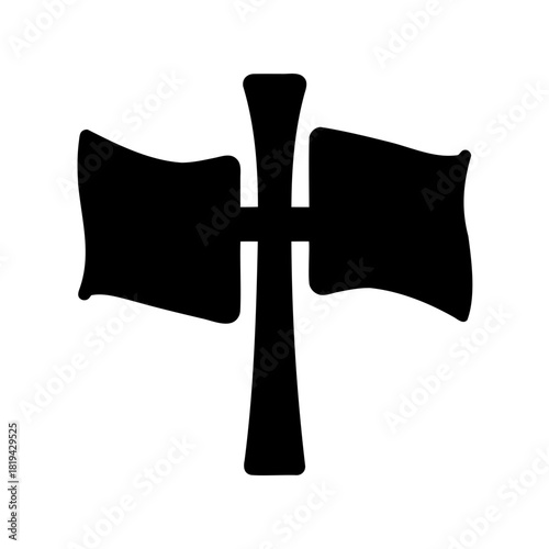 Stylized cross with two waving flag banners graphic Vector