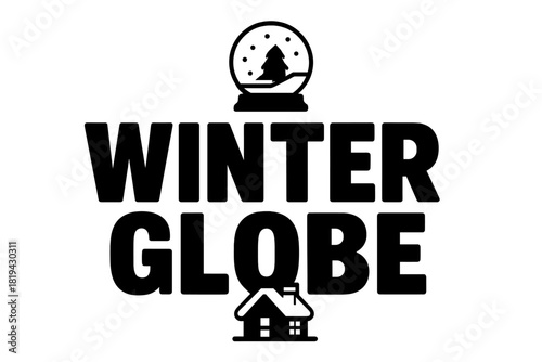 Winter Globe Typography. Winter Globe — Bold Block Lettering; thick uppercase letters with subtle inner shadow
