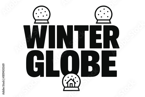 Winter Globe Lettering. Winter Globe — Bold Block Lettering; thick uppercase letters with subtle inner shadow,